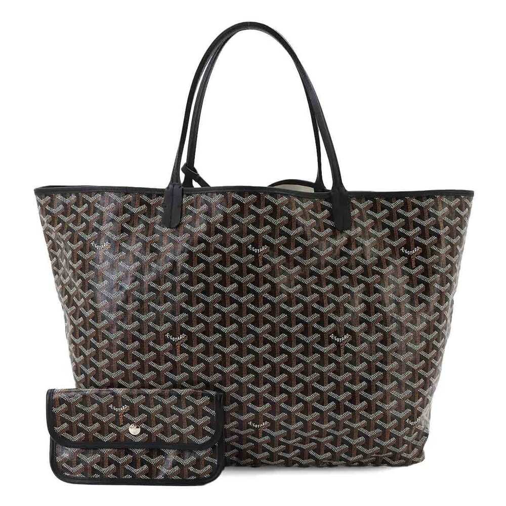 Goyard Saint Louis GM Tote Handbag, Herringbone Leather, Black